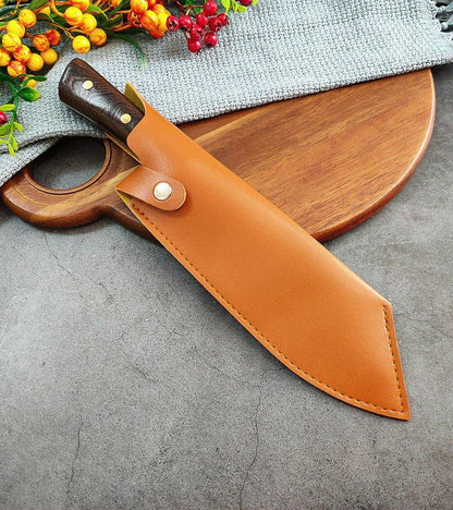 Ensemble de Couteaux de Boucher Forgés à la Main avec Étui en Cuir - ChicUndStil