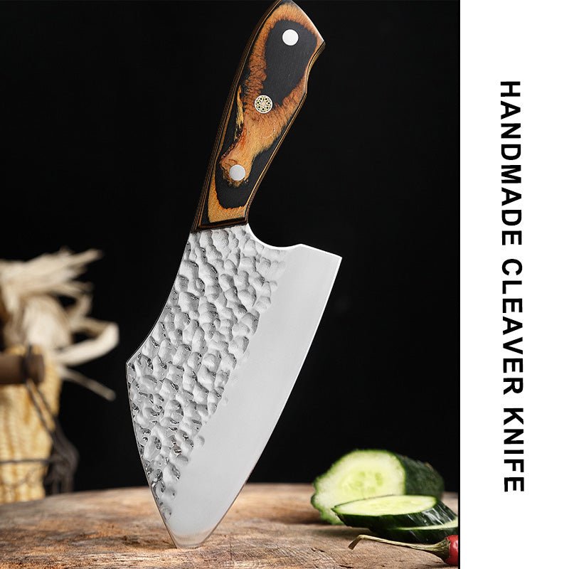 Couteau à viande en acier forgé à la main avec étui en cuir, 6 pouces, 2 pièces - ChicUndStil