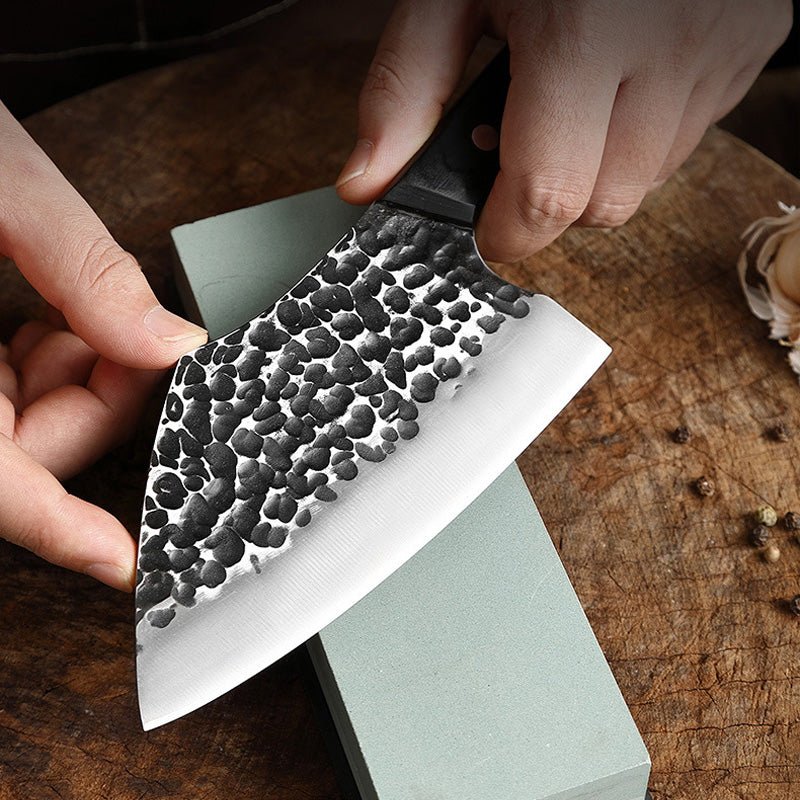 Couteau à viande en acier forgé à la main avec étui en cuir, 6 pouces, 2 pièces - ChicUndStil