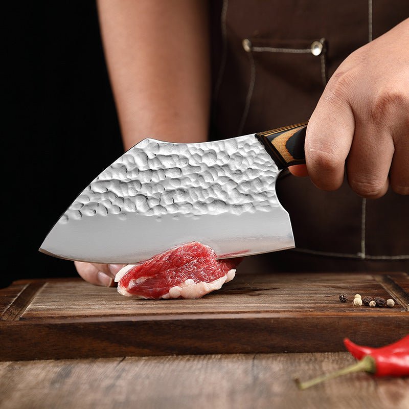 Couteau à viande en acier forgé à la main avec étui en cuir, 6 pouces, 2 pièces - ChicUndStil