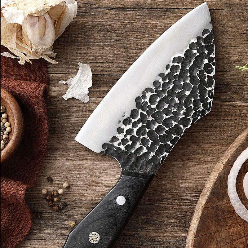 Couteau à viande en acier forgé à la main avec étui en cuir, 6 pouces, 2 pièces - ChicUndStil