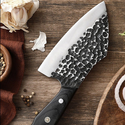 Couteau à viande en acier forgé à la main avec étui en cuir, 6 pouces, 2 pièces - ChicUndStil