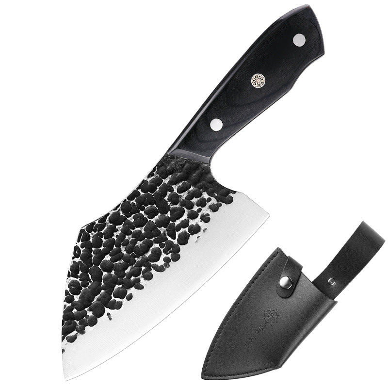 Couteau à viande en acier forgé à la main avec étui en cuir, 6 pouces, 2 pièces - ChicUndStil