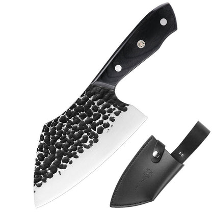 Couteau à viande en acier forgé à la main avec étui en cuir, 6 pouces, 2 pièces - ChicUndStil