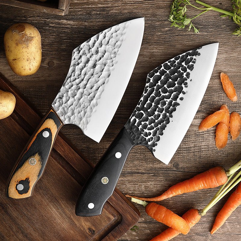 Couteau à viande en acier forgé à la main avec étui en cuir, 6 pouces, 2 pièces - ChicUndStil