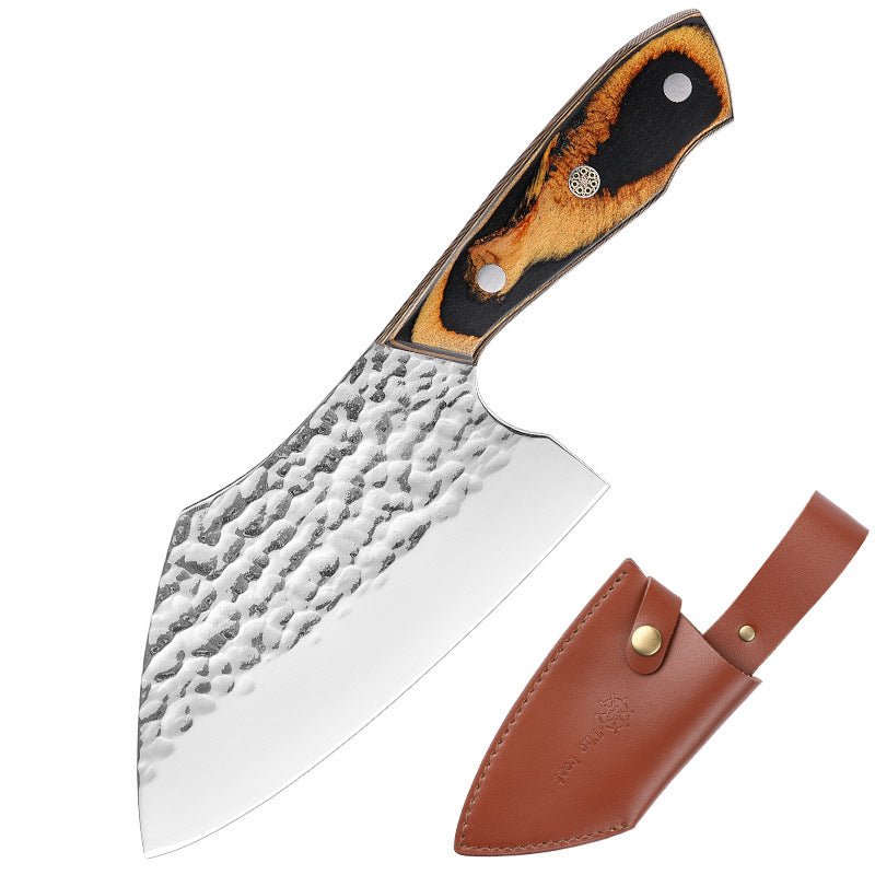 Couteau à viande en acier forgé à la main avec étui en cuir, 6 pouces, 2 pièces - ChicUndStil