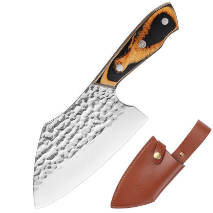 Couteau à viande en acier forgé à la main avec étui en cuir, 6 pouces, 2 pièces - ChicUndStil