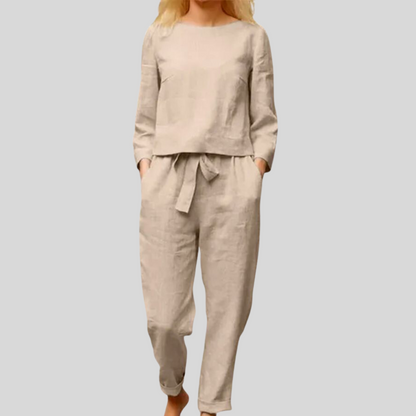 Chic und Stil | Solid Color Linen Two-Piece