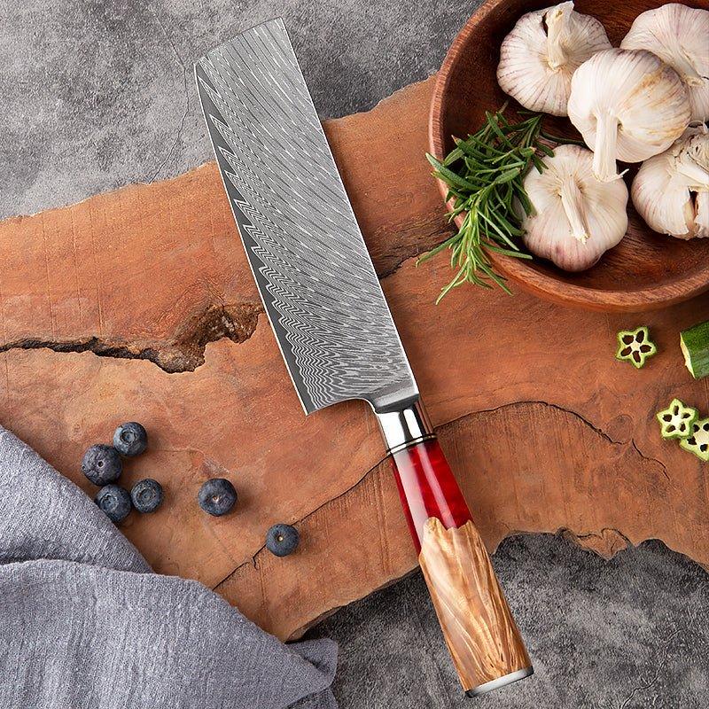Couteau à légumes japonais 7 pouces VG-10 en acier damassé Nakiri - ChicUndStil