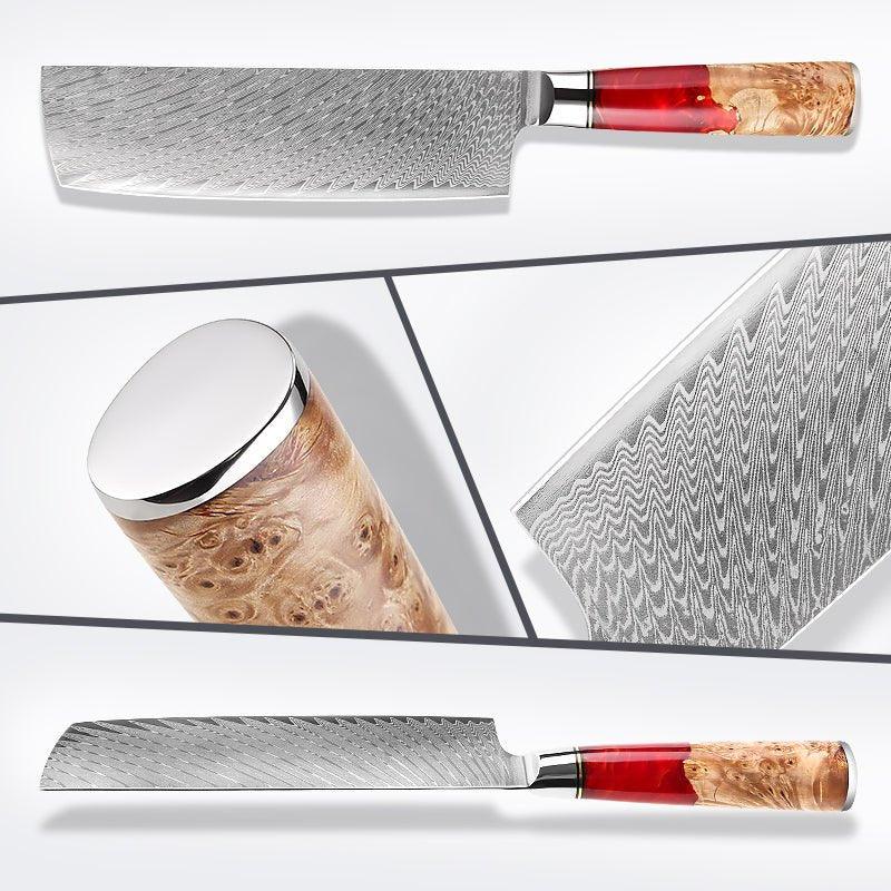 Couteau à légumes japonais 7 pouces VG-10 en acier damassé Nakiri - ChicUndStil