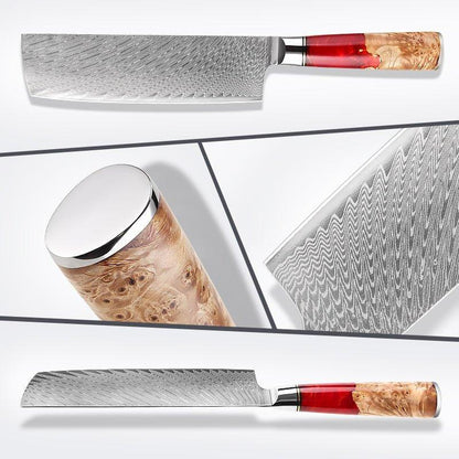 Couteau à légumes japonais 7 pouces VG-10 en acier damassé Nakiri - ChicUndStil