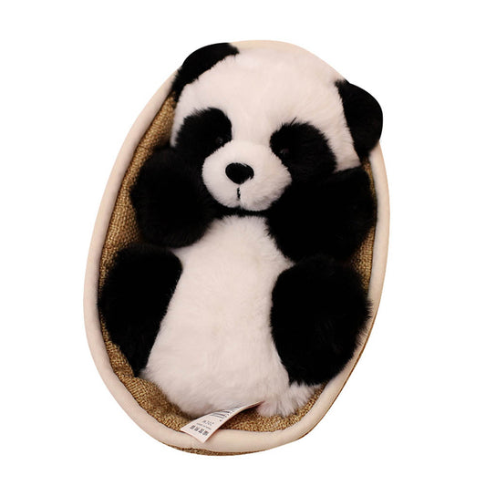 Chic and Style | Kawaii Baby Panda in Basket Plush Toy