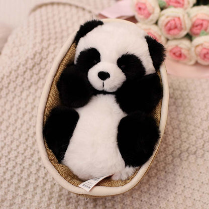 Chic und Stil | Kawaii Bébé Panda Dans Panier Jouet En Peluche