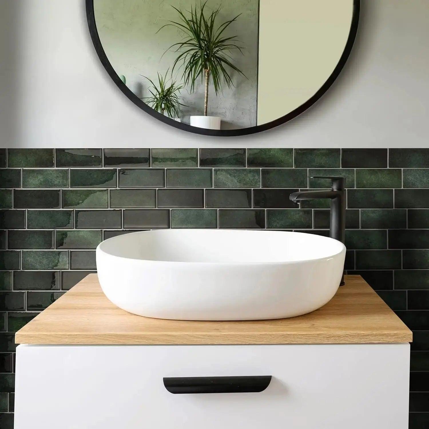 Autocollants de Carrelage Verts - Motif Brique pour Cuisine et Salle de Bain-Carreaux muraux-ChicUndStil