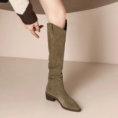 Chic und Stil - Bottes vintage en daim avec volants