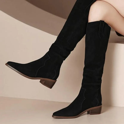 Chic und Stil - Bottes vintage en daim avec volants