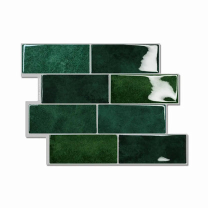 Autocollants de Carrelage Verts - Motif Brique pour Cuisine et Salle de Bain-Carreaux muraux-ChicUndStil