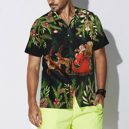 Chic und Stil | Hyperfavor Santa Santa Riding Sleigh 3 Muster Chemise hawaïenne, chemises de Noël à manches courtes chemise à boutons pour hommes et femmes