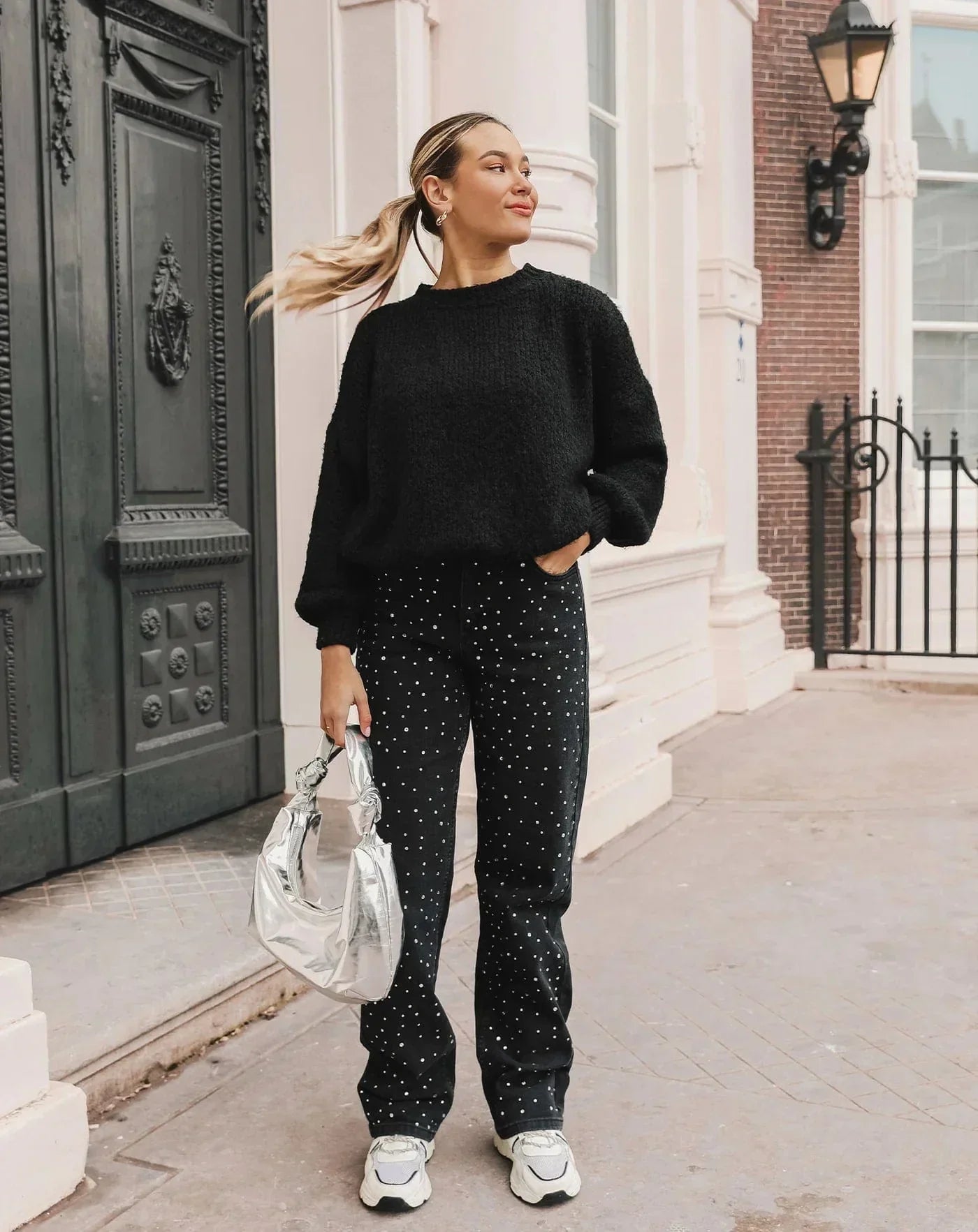 Chic und Stil | Shimmering denim pants with sequins