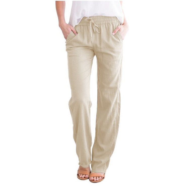Chic und Stil | Light Airy Casual Pants with Elastic Waistband