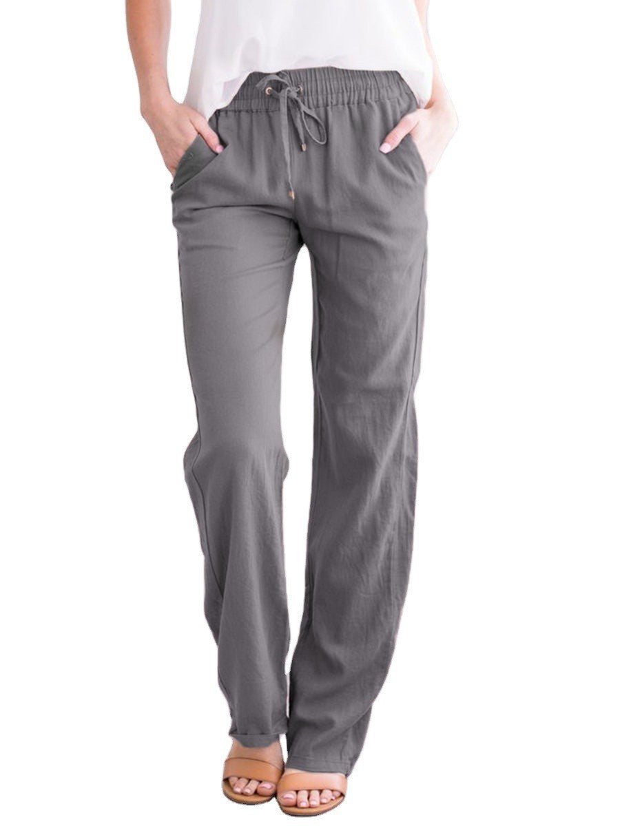 Chic und Stil | Light Airy Casual Pants with Elastic Waistband