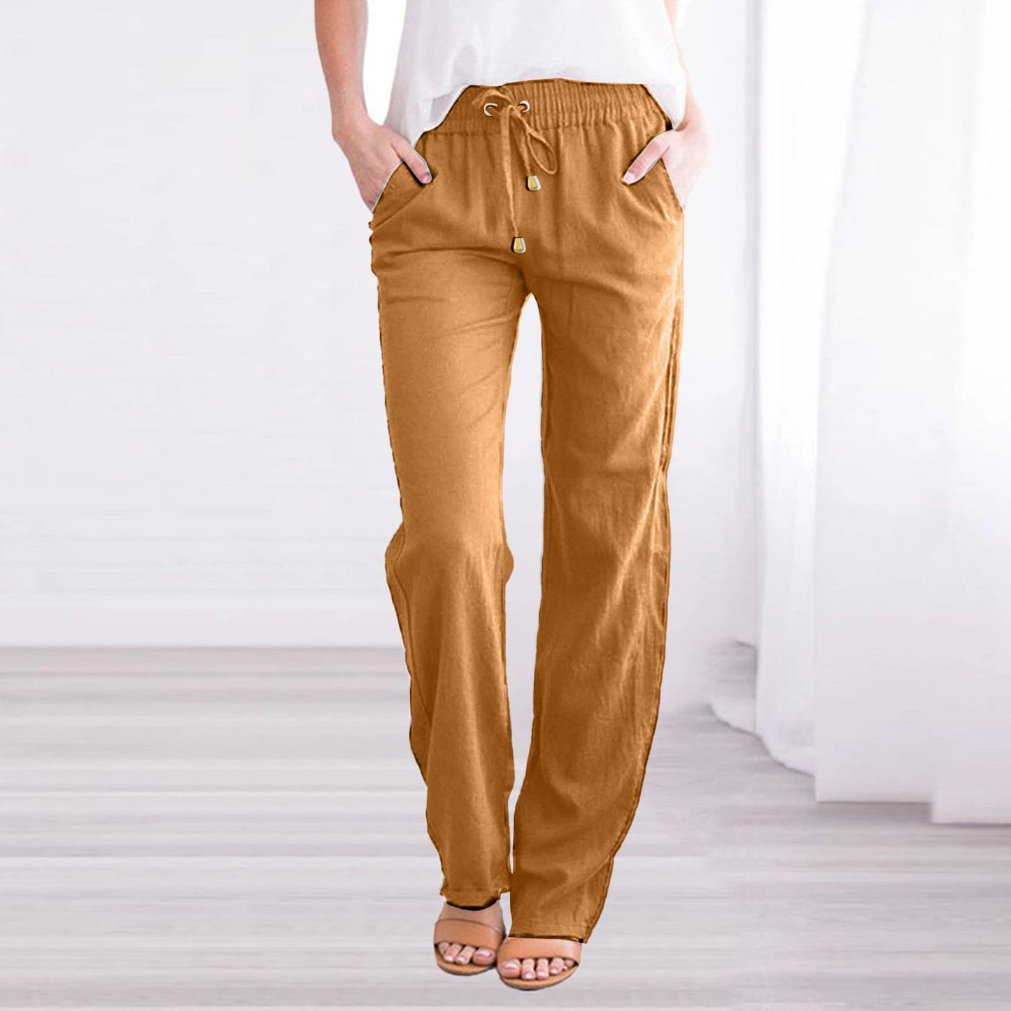 Chic und Stil | Light Airy Casual Pants with Elastic Waistband