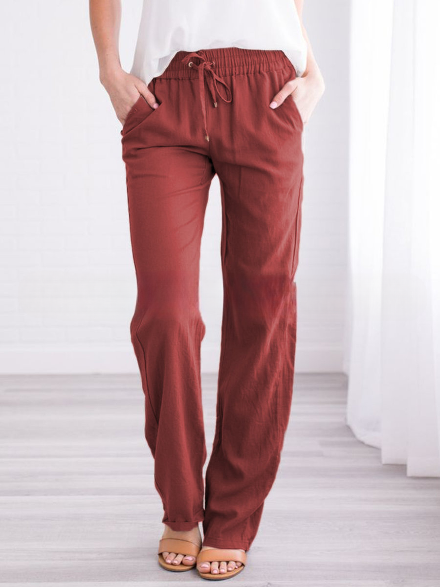Chic und Stil | Light Airy Casual Pants with Elastic Waistband