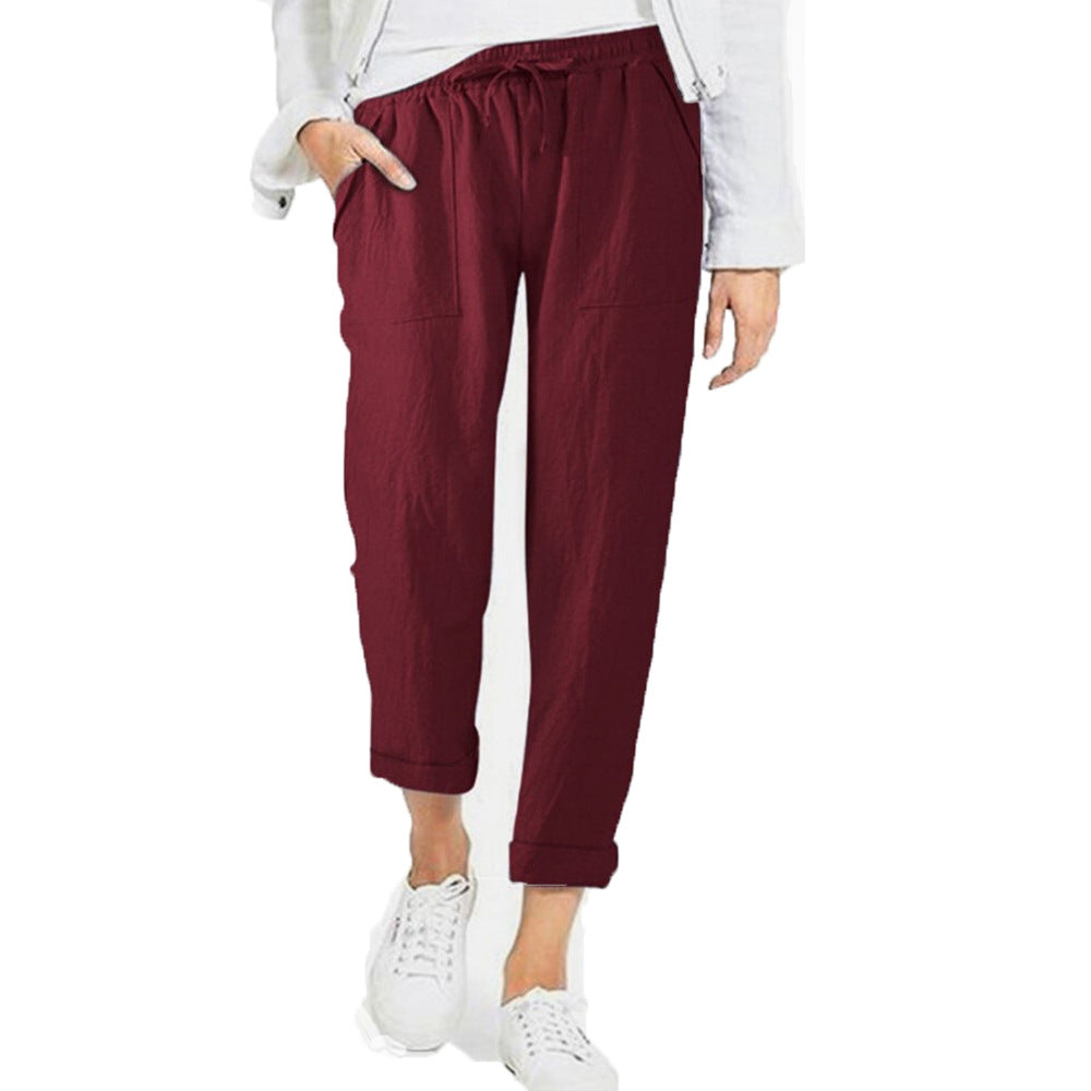 Chic und Stil | Light Airy Casual Pants with Elastic Waistband