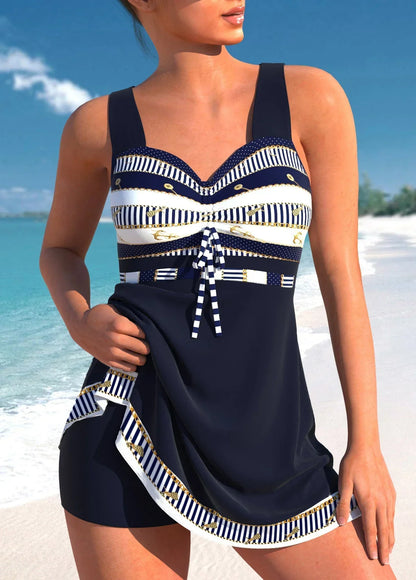 Chic und Stil | Blauer, Slim, Light Patchwork Tankini